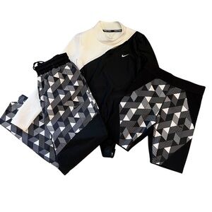 Nike pro x serena Williams  geo print track pants, bike shorts & swimsuit nwot